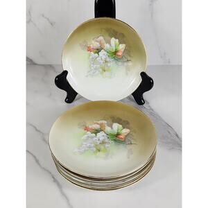 Eagle China Austria Bread Plate White Grapes Porcelain 6 1/4" Gold Trim x6